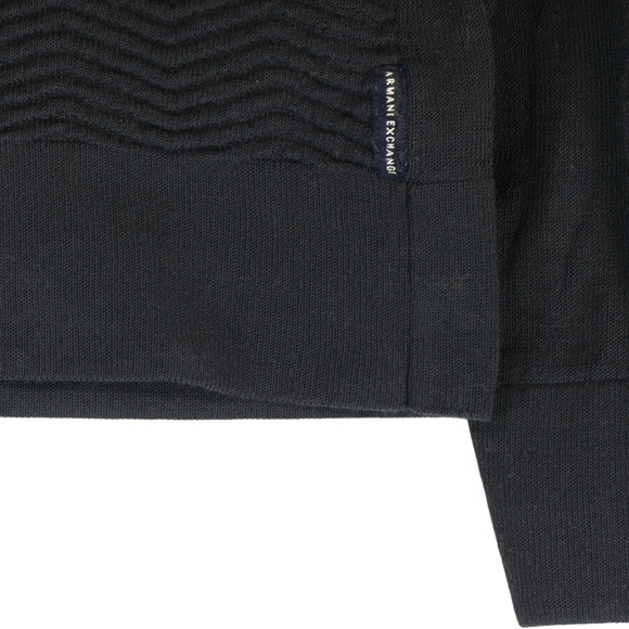 Armani Exchange Sweater Women Small Blue Ribbed Hoodie Pullover Wavy Knit - Picture 3 of 6